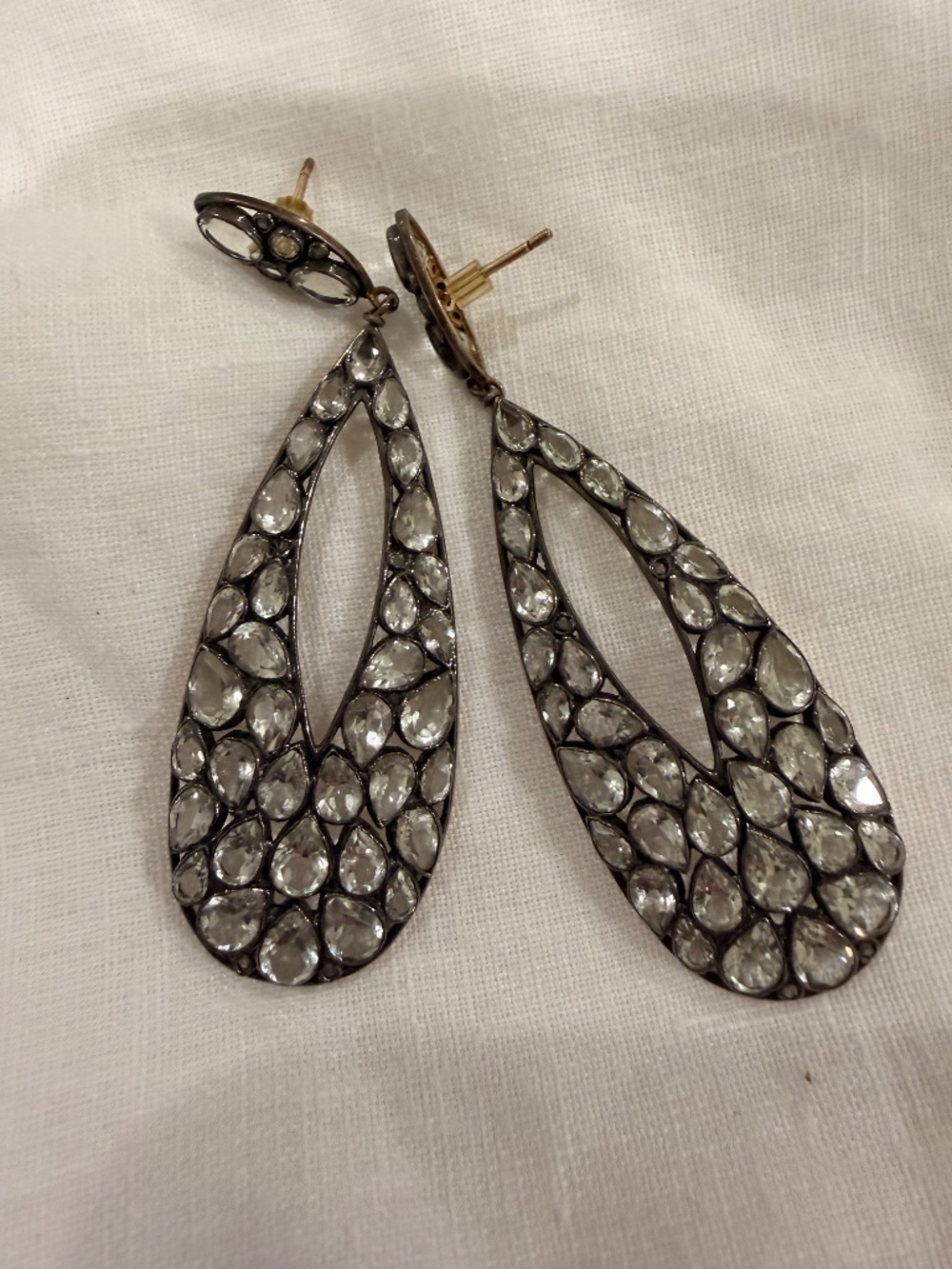 Moondance Jewerly Santa Monica Polki Diamond Open Teardrop Dangle Earrings